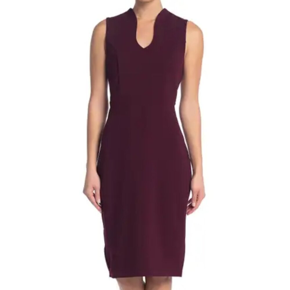 Nina Leonard U-Neck Sleeveless Sheath Dress - Deep Wine - Size XL - NWT